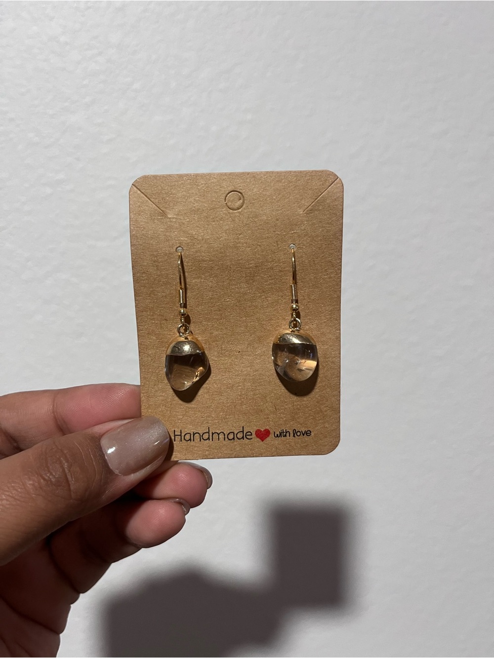Gemmy Smoky Quartz Dangle Earrings in Gold Setting